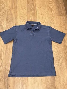 Woolrich Mens M Polo Shirt Short Sleeve Blue Casual Heavyweight